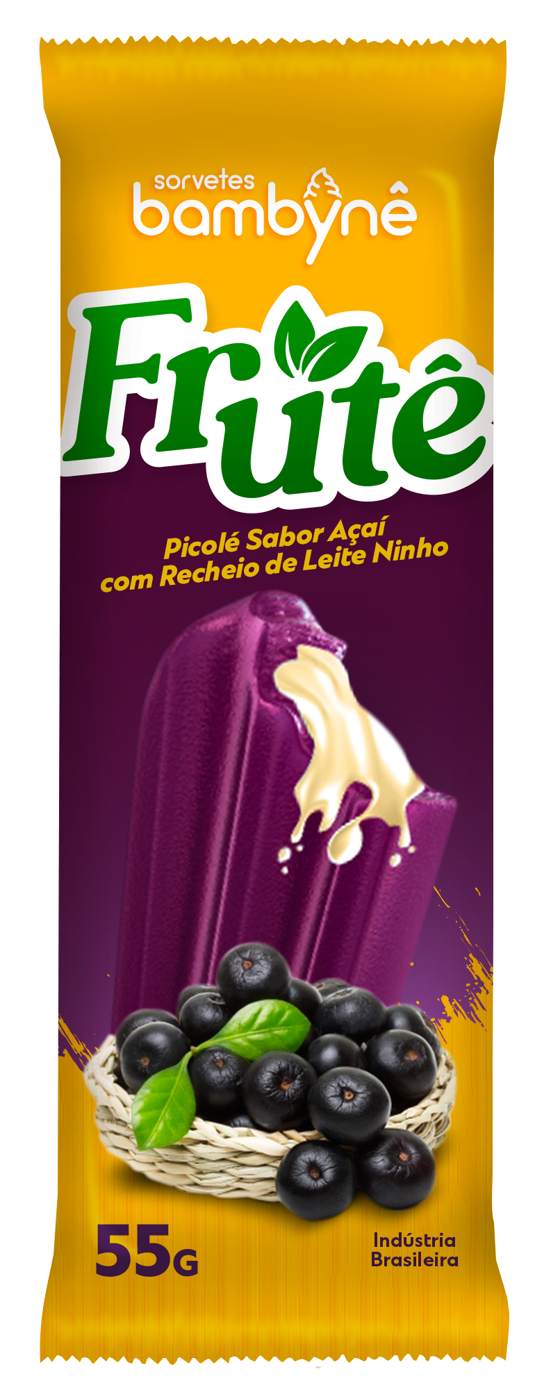 Foto da Variação Picolé sabor Açaí com Recheio de Leite Ninho - 55g